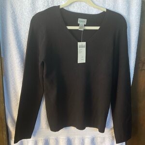 Chico’s Apparel Calla L/S V-Neck Pullover Sweater Black; NWT; M/8